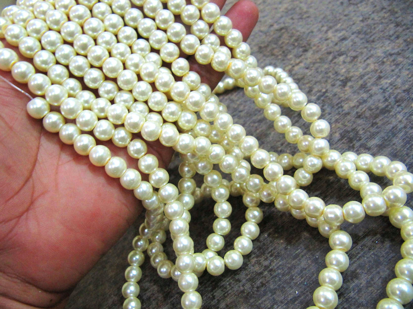 Pearl Golden color 8mm Beads sold per Strand 16 inch long Jewelry Making Off white golden Pearl Beads Wholesale prices