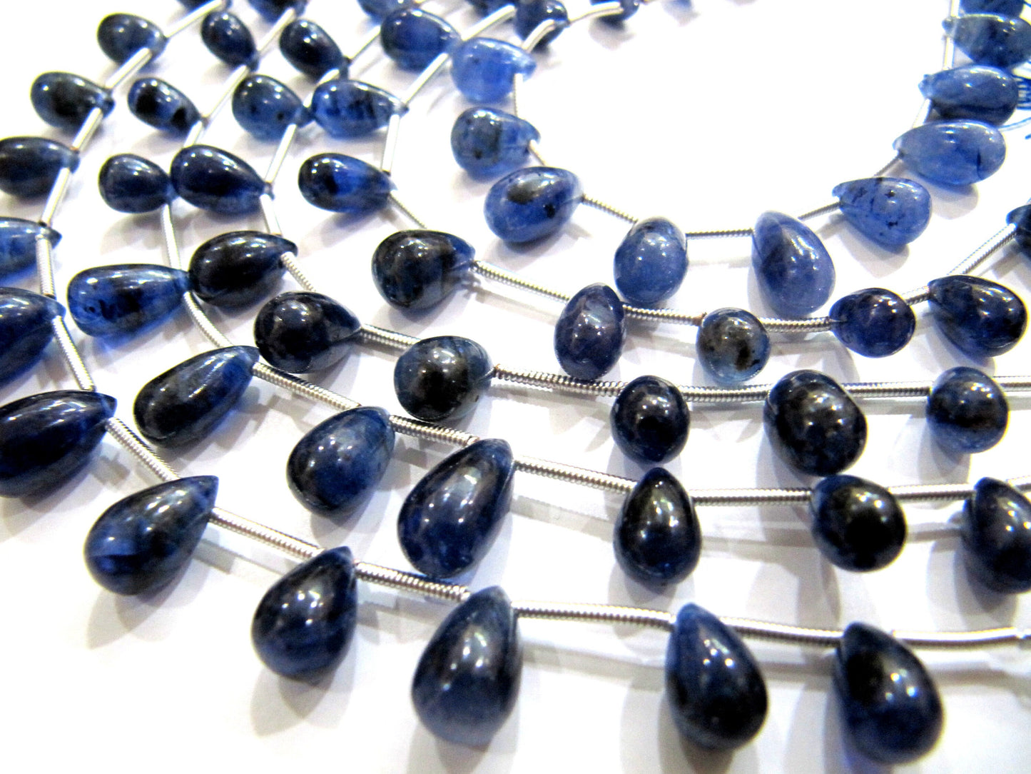Natural Blue Sapphire Teardrop Plain Drop Smooth Beads 5x8mmTo 6x10mm Strand 8 Inch Long
