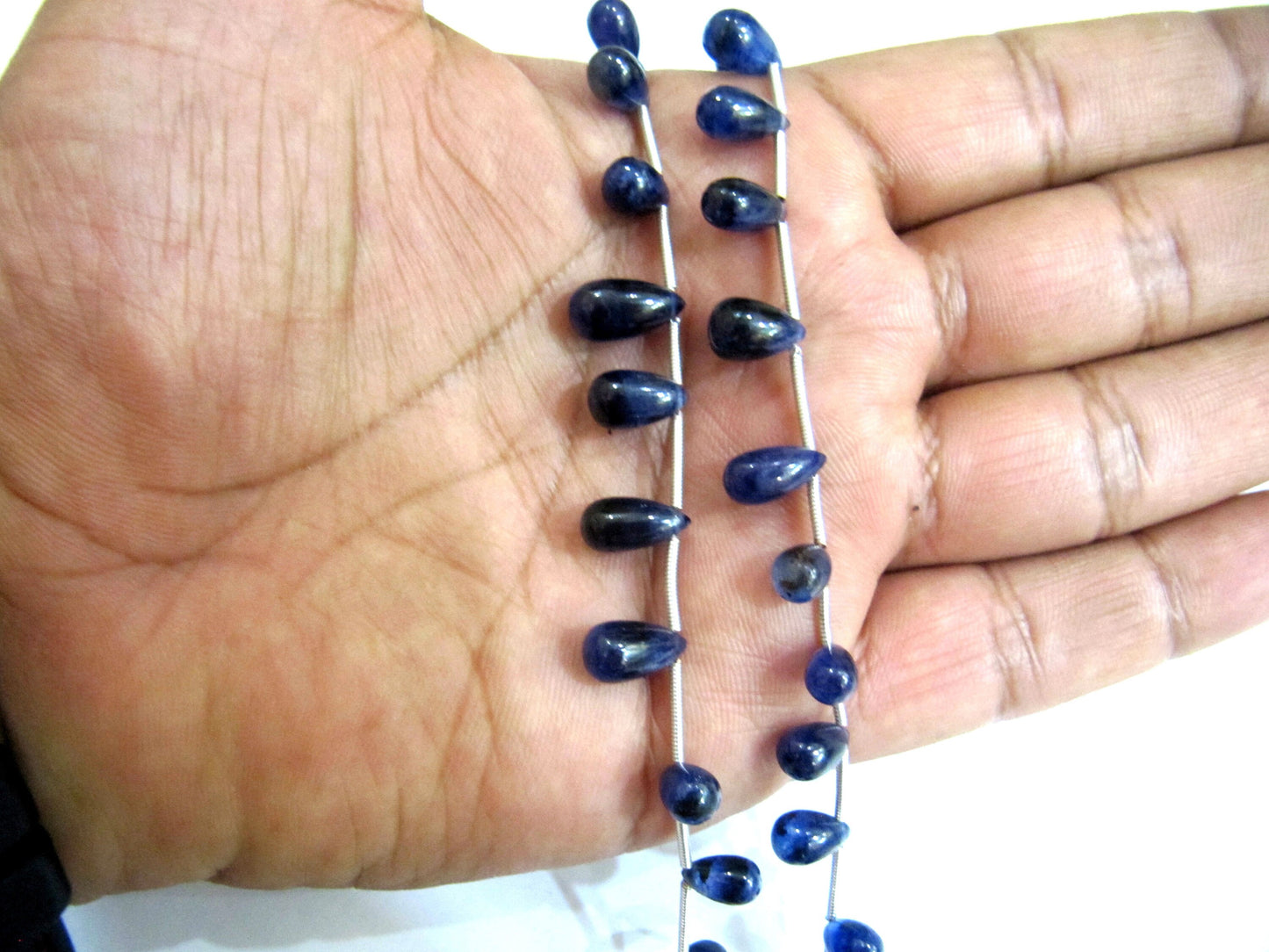 Natural Blue Sapphire Teardrop Plain Drop Smooth Beads 5x8mmTo 6x10mm Strand 8 Inch Long
