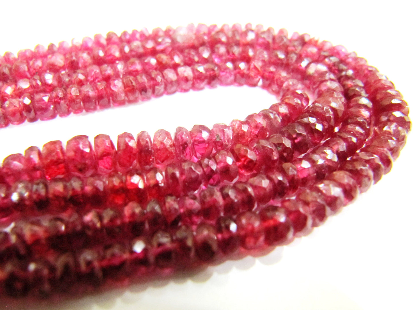 Natural Ruby Red spinal Rondelle Faceted top Quality 3.5 to 4.5mm Beads Sold Per strand 8 inches Long Rare Untreated Precious Gems
