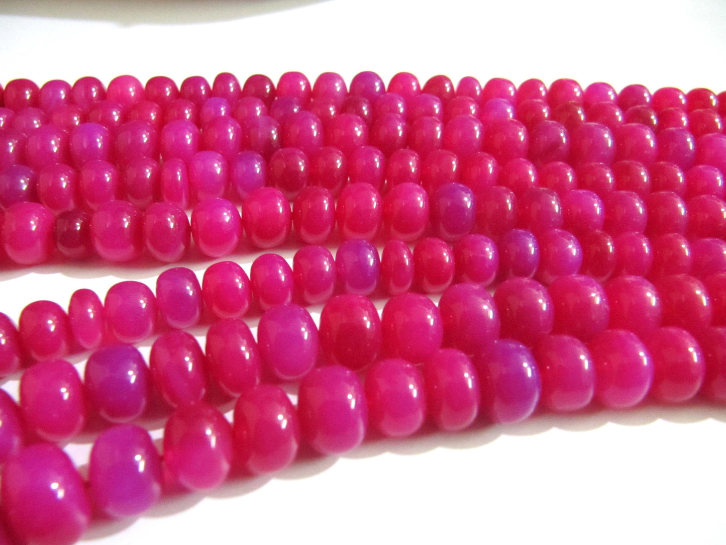 Natural Hot Pink Chalcedony Beads Rondelle Plain Smooth 9-10mm Size Beads Strand 8 inches long Pink Color Gemstones Beads