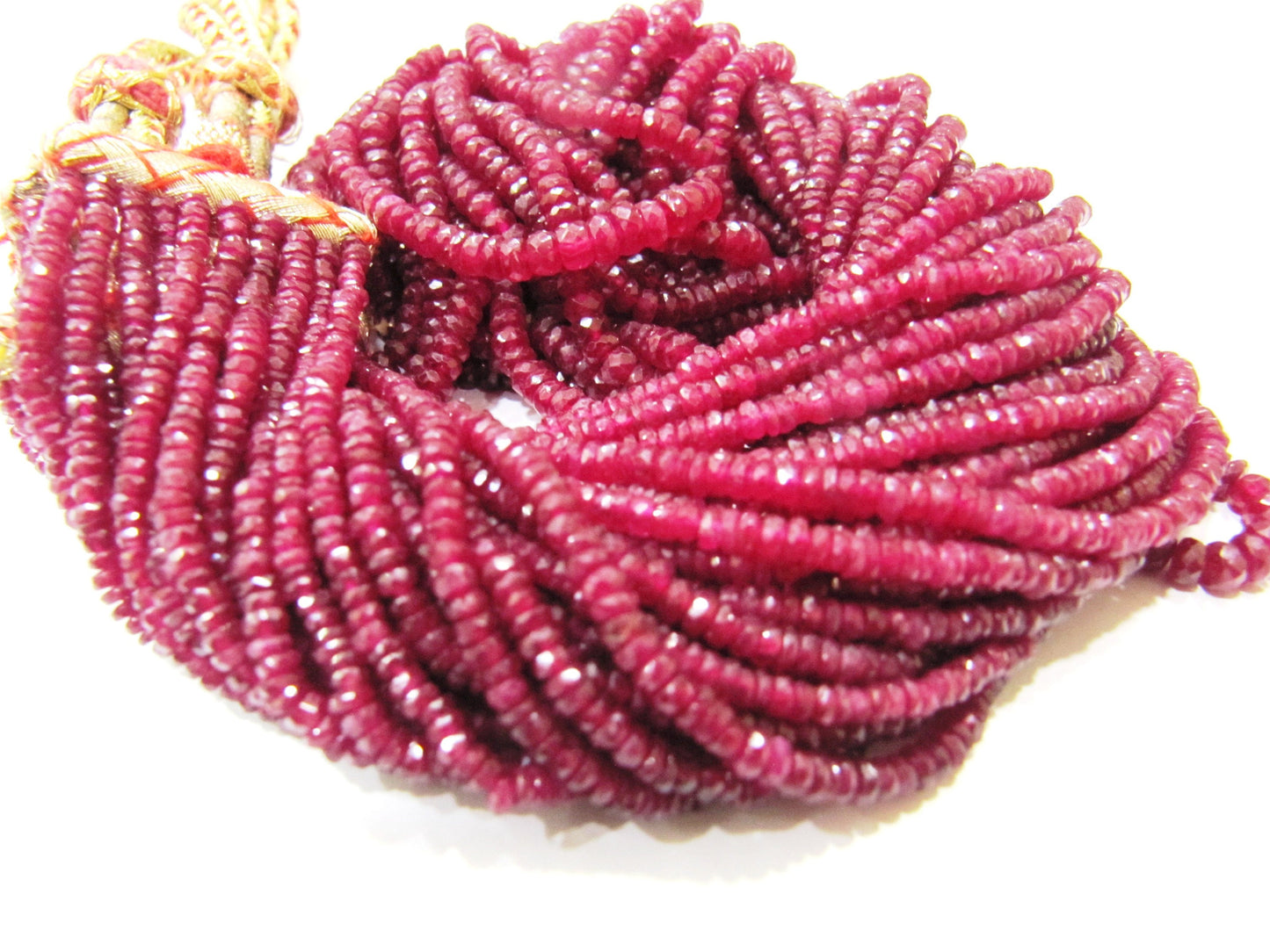Natural Ruby Rondelle Faceted top Quality 3 to 4mm Beads Sold Per strand 8 inches Long Best Quality Untreated African Ruby