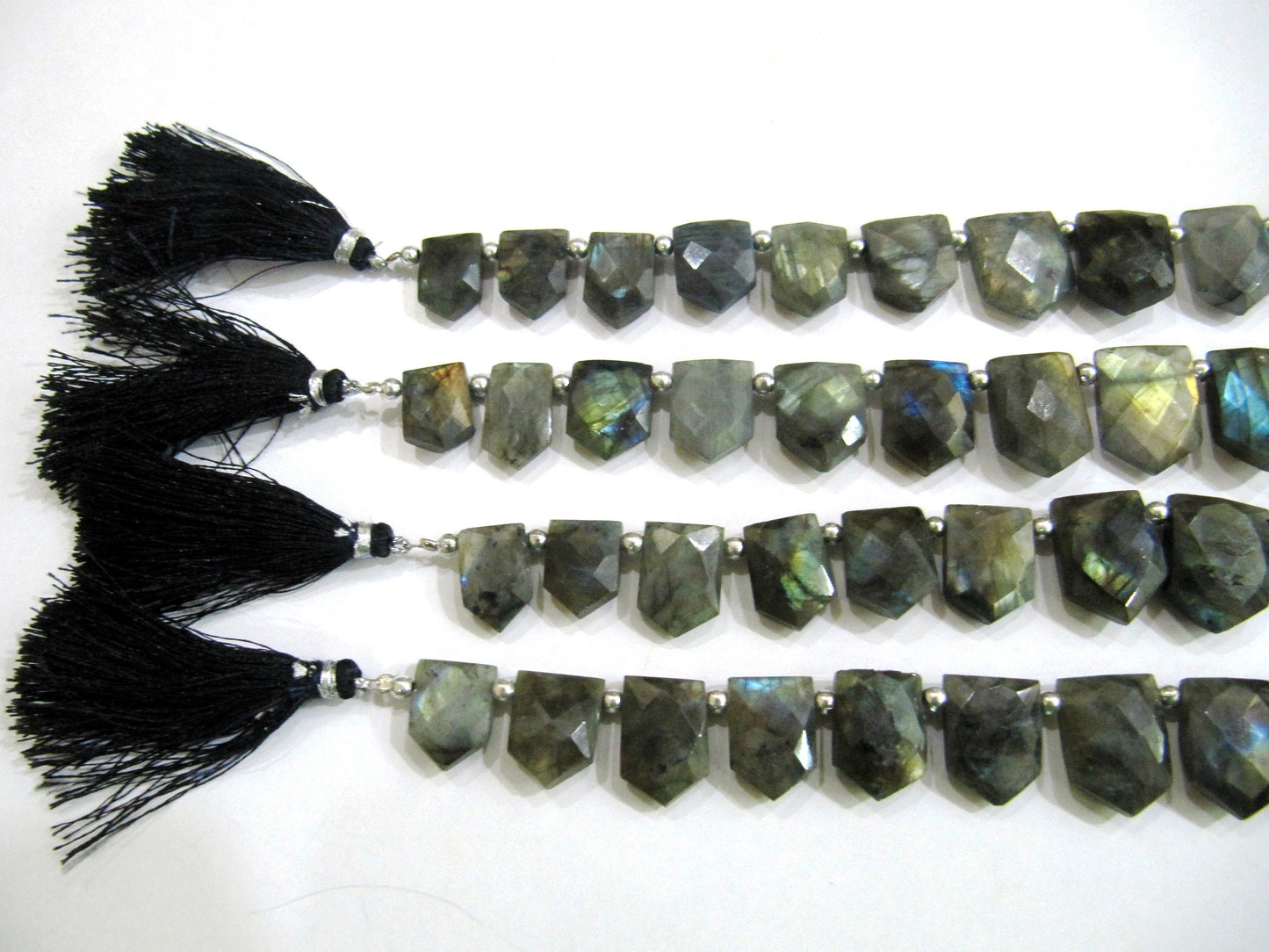 Natural Labradorite Bullet shape Briolette Beads Fancy knife shape 10x16mm Beads Strand 9 inches long.