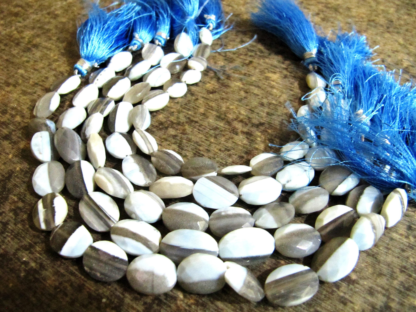 Natural Bolder Opal Faceted Oval Shape Briolette Size 10x14mm Strand 8 Inch Long .sold Per strand