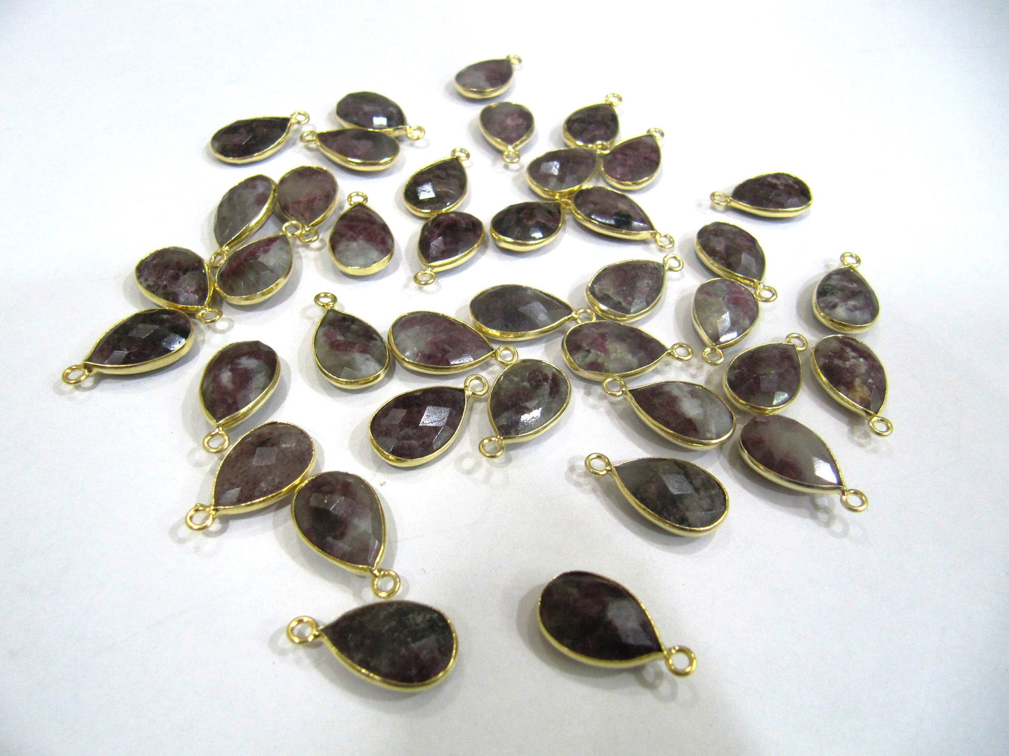 Natural Gemstone Pear Shape Bezel Connector charms 19x25mm Size Pendant Connector Bezel Single Loop Briolette Connectors sold per piece