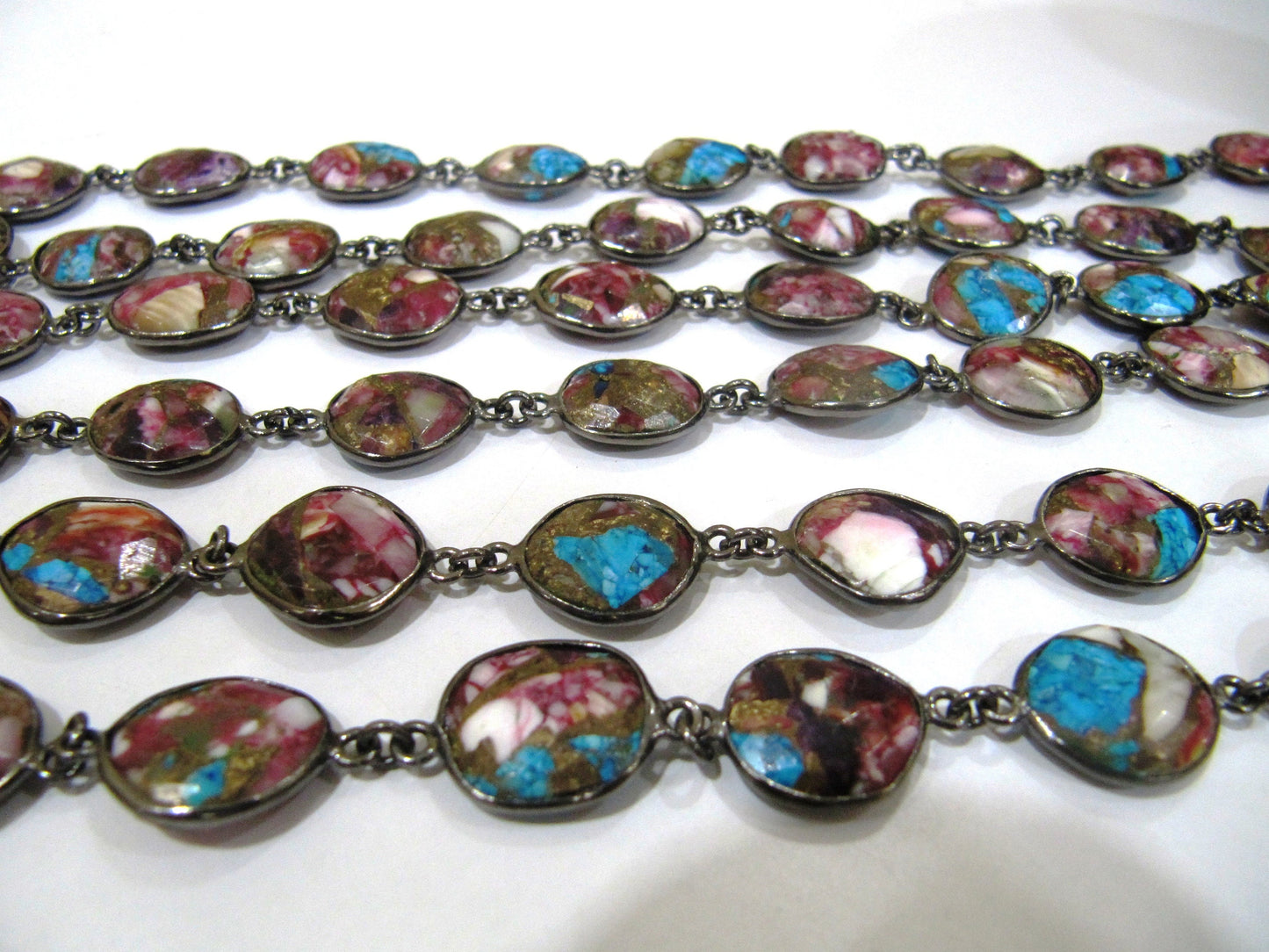 Natural Purple Dhalia Copper Turquoise Chain Free Shape Briolette 10 to 13mm handmade gemstone chain sold per foot