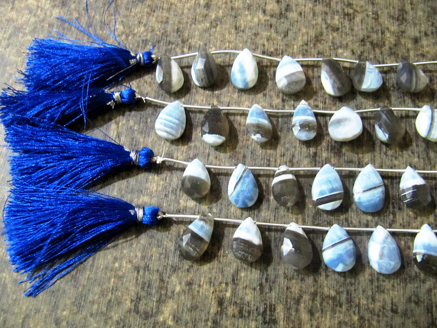 Natural Boulder Opal Briolette Pear shape 12-14mm Beads Sold Per strand 8 inches Long Bolder opal beads
