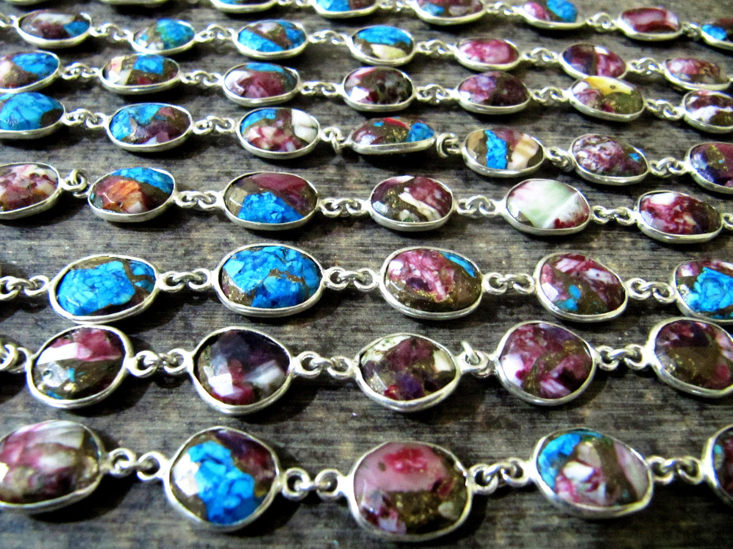 Natural Purple Dhalia Copper Turquoise Chain Free Shape Briolette 10 to 13mm handmade gemstone chain sold per foot