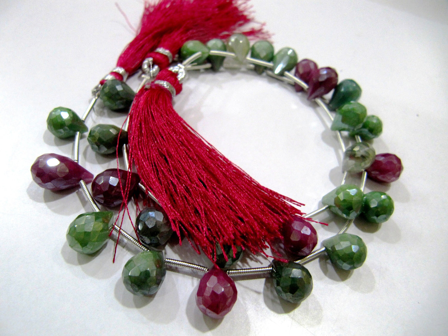 Natural Ruby Zoisite Teardrop 8x12mm Briolette Beads Sold Per strand 8 Inches long