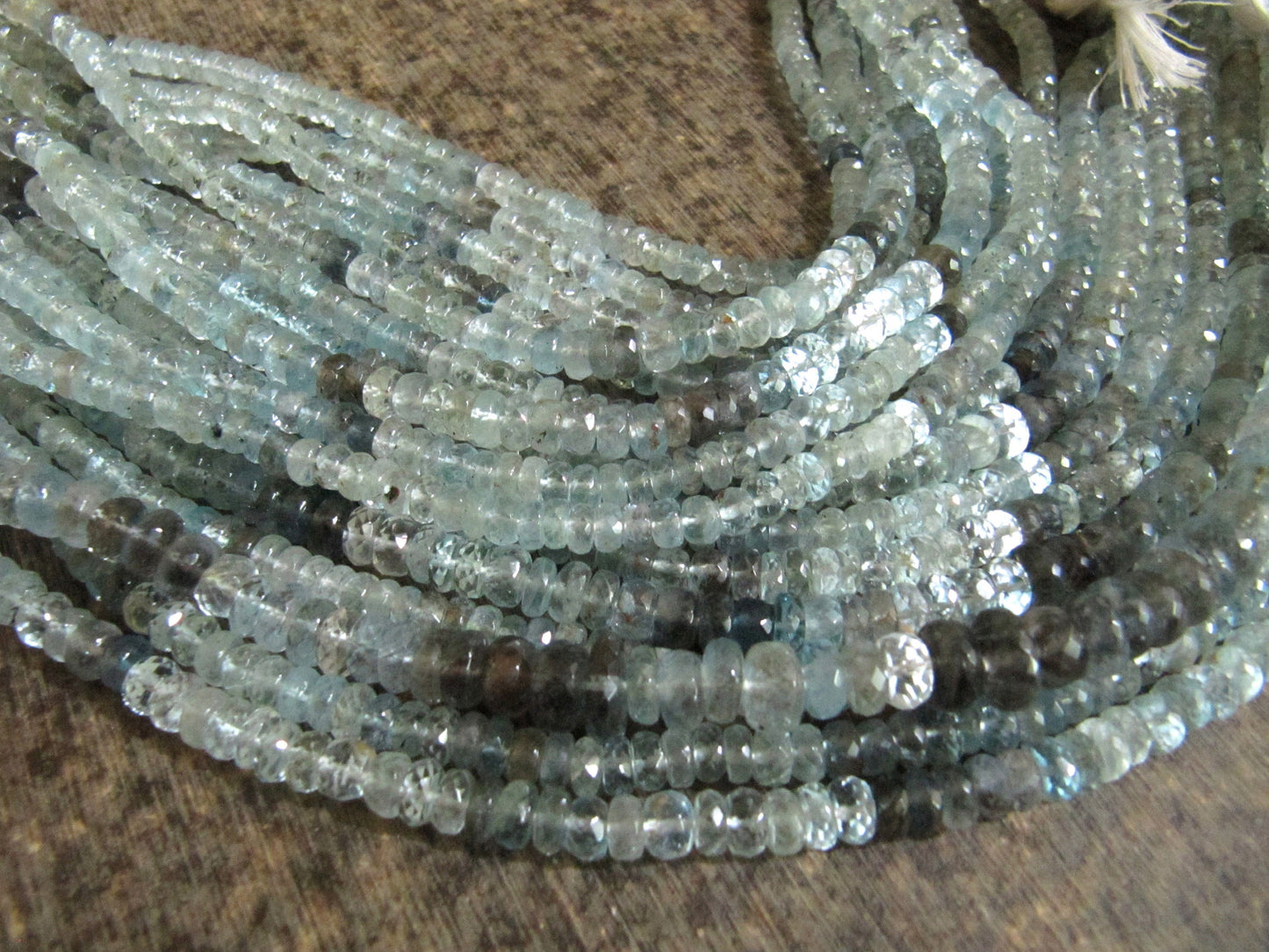 Natural Moss Aquamarine Rondelle Faceted 4 to 8mm Beads Sold per Strand 14 Inches long Multi Color Gemstone Beads Choose Size