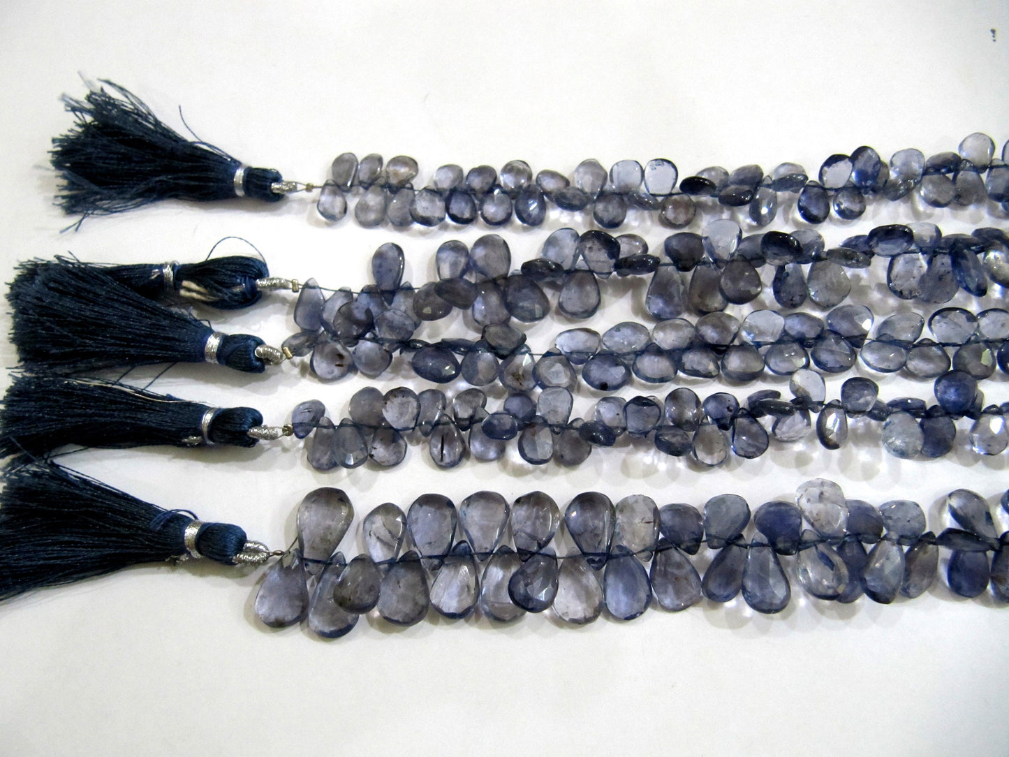 Natural Iolite Pear Shape Briolette Beads 5x8mm to 6x10mm Sold Per strand 8 Inches long Blue color Healing Gemstones