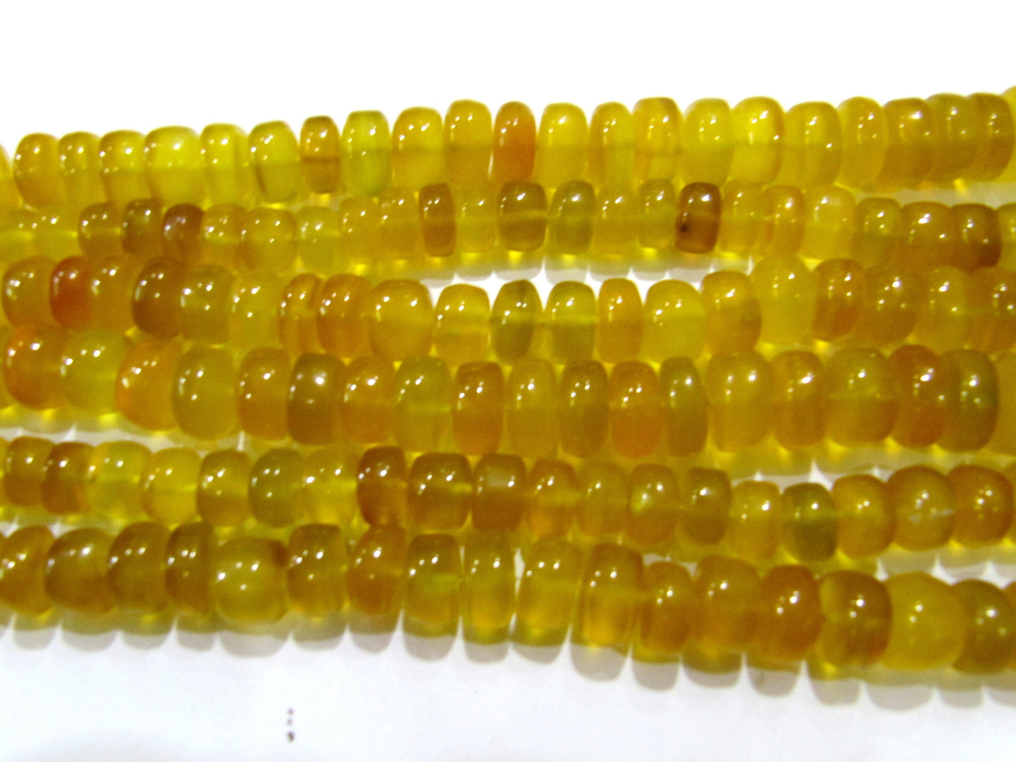 Natural Yellow Chalcedony Rondelle Plain Smooth 10-12mm Beads 8 inches long Jewellery making Beads
