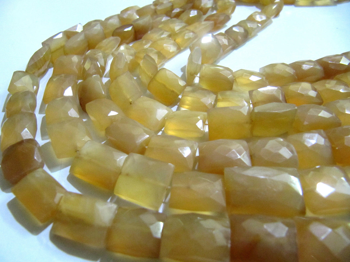 Natural Mustard Chalcedony Square Shape Cushion Briolette 12to16 Beads Sold Per strand 8 inches long
