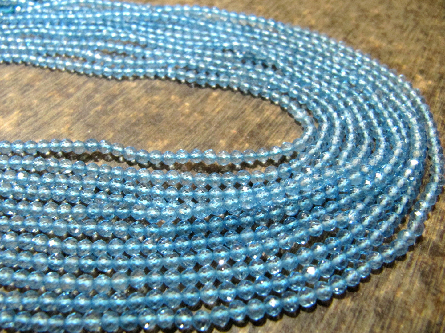 Natural Sky Blue Topaz 3mm Round faceted Beads Sold per Strand 13 Inches Long Best Quality Gemstone beads