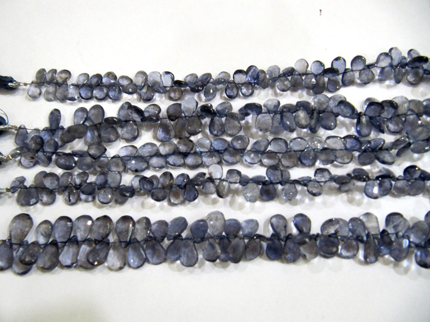 Natural Iolite Pear Shape Briolette Beads 5x8mm to 6x10mm Sold Per strand 8 Inches long Blue color Healing Gemstones