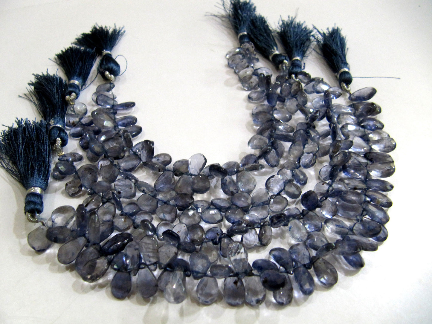 Natural Iolite Pear Shape Briolette Beads 5x8mm to 6x10mm Sold Per strand 8 Inches long Blue color Healing Gemstones