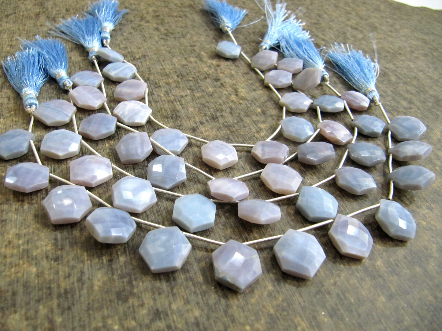 Natural Lavender Opal Hexagon Shape briolette Beads 13x14mm Sold Per Strand 9 Inches long