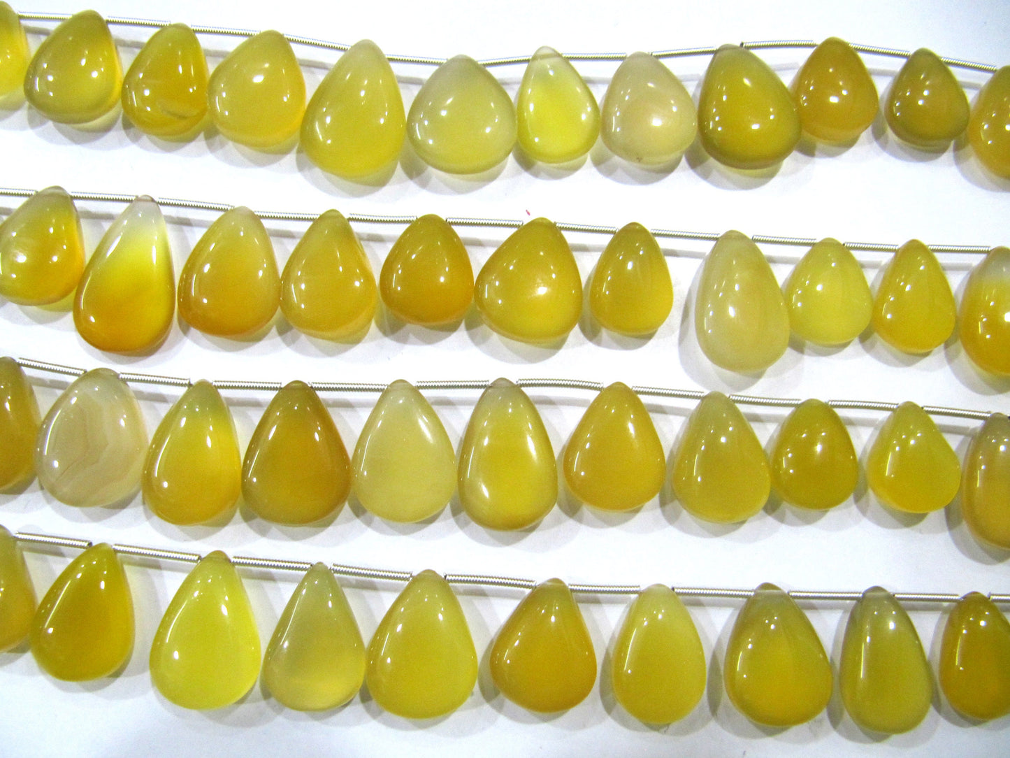 Natural Chalcedony Pear Heart Shape 15 to 20mm Plain Smooth Beads sold Per Strand 8 inches Long Gemstone Yellow Stone beads