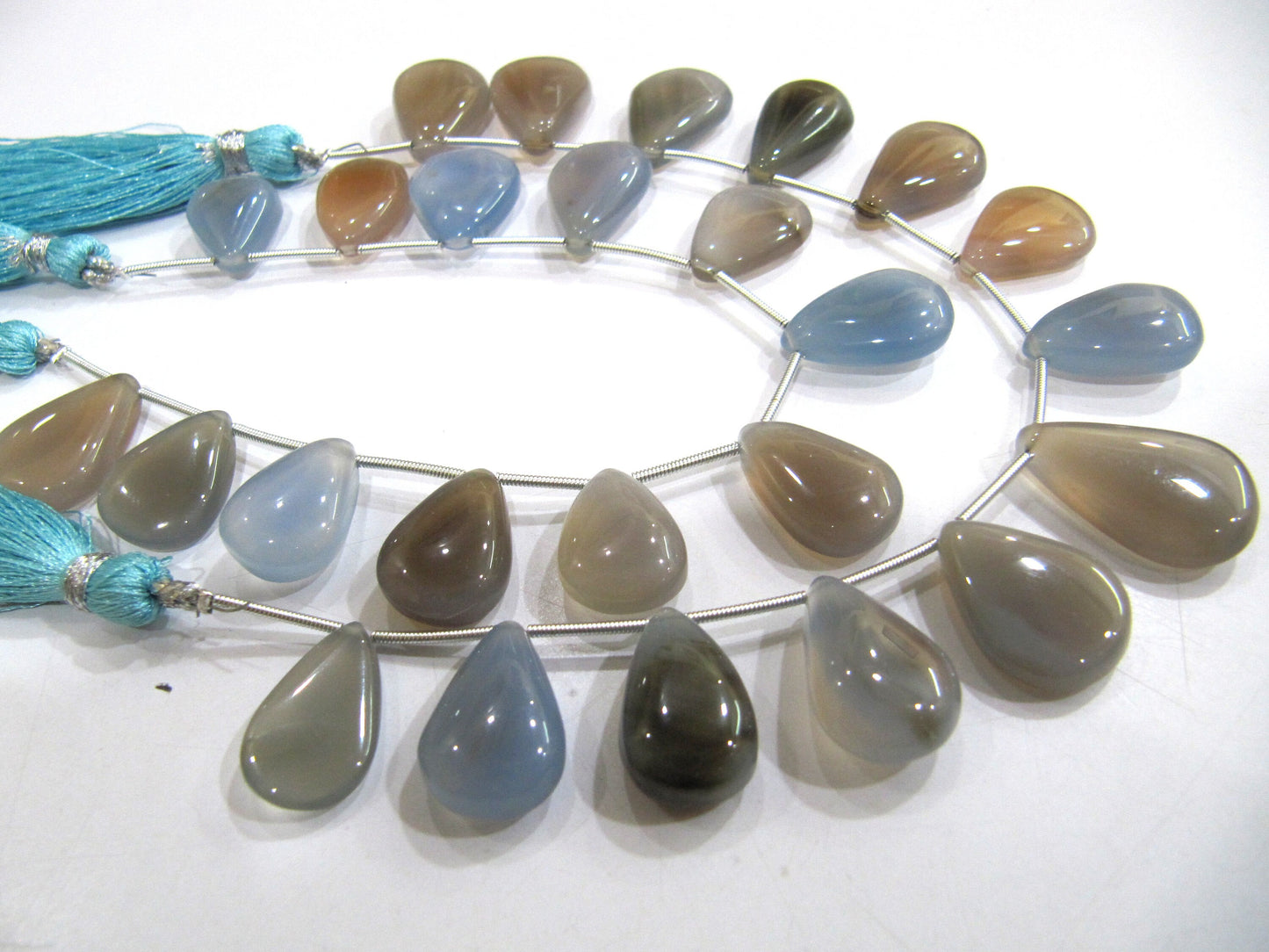 Natural Chalcedony Pear Shape 15 to 20mm Plain Smooth Beads sold Per Strand 8 inches Long multi GemStone beads