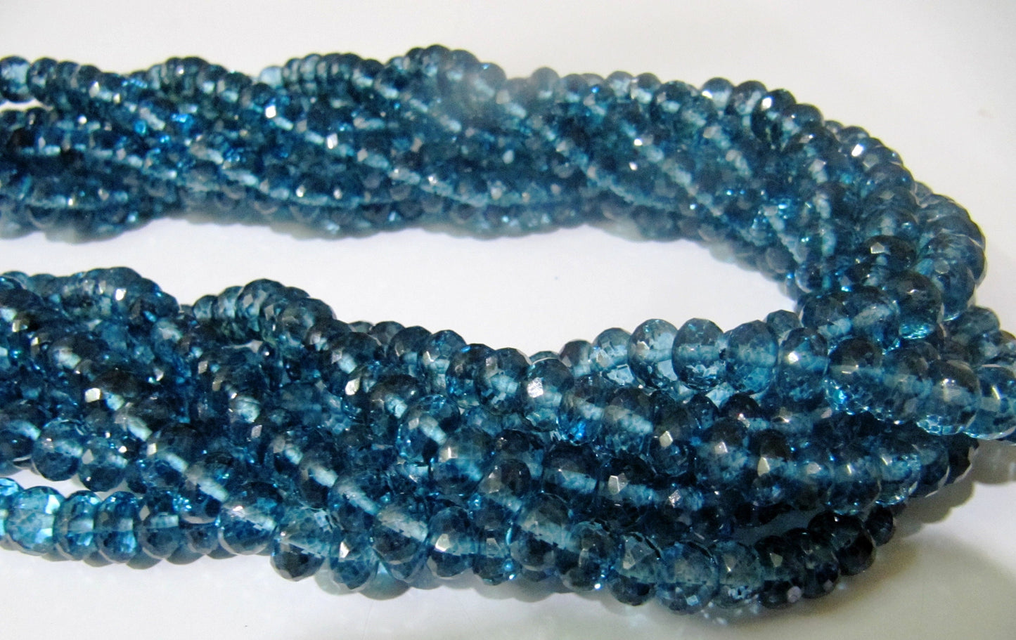 Topaz London Blue Color 8mm Rondelle Faceted Gemstone Beads Sold Per Strand 8 Inches Long Great Quality Beads