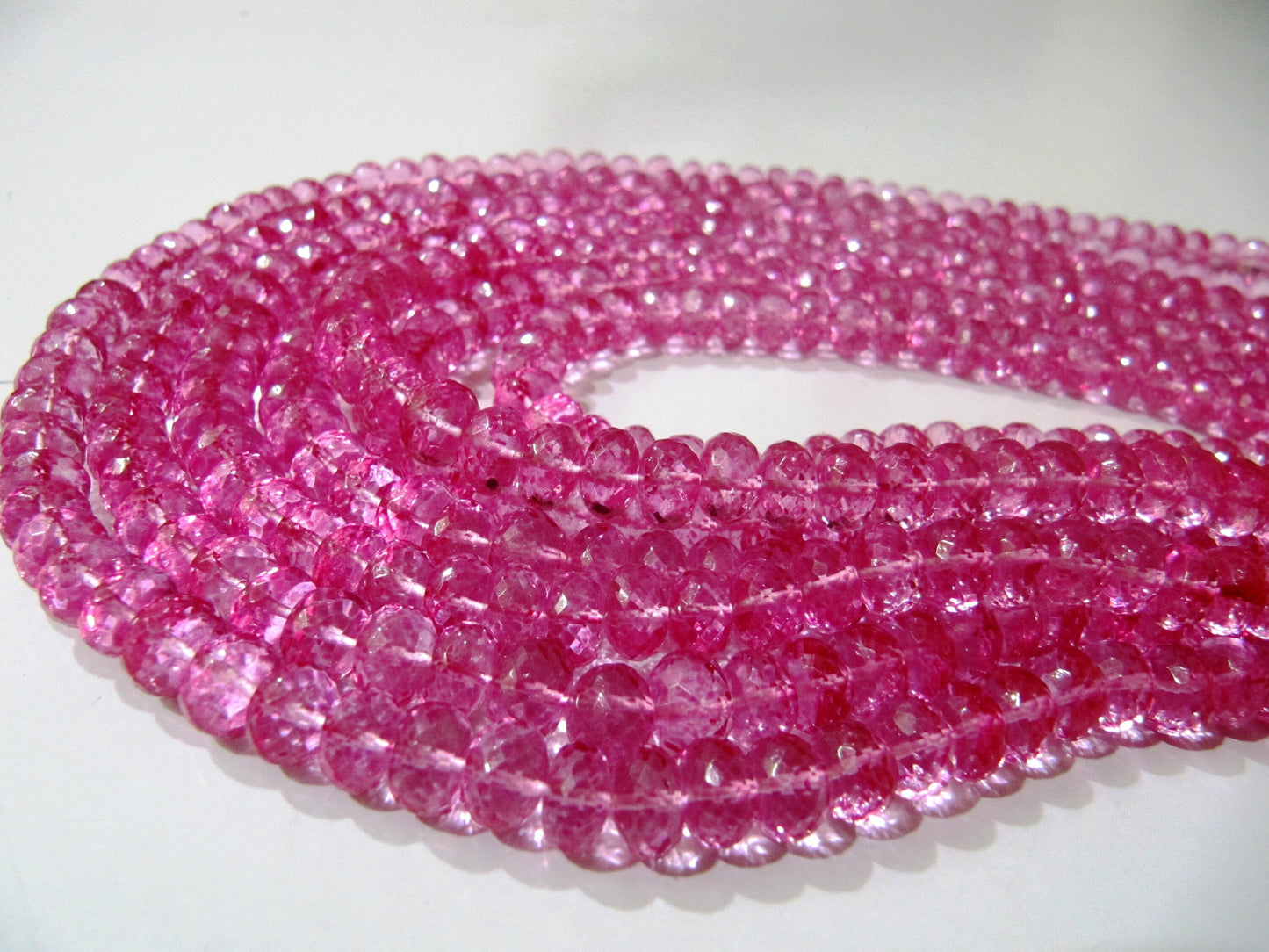 Natural Topaz Pink Color 8mm Rondelle Faceted Gemstone Beads Sold Per Strand 8 Inches Long Jewellery Making Beads