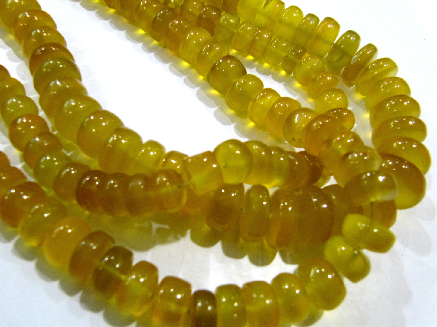 Natural Yellow Chalcedony Rondelle Plain Smooth 10-12mm Beads 8 inches long Jewellery making Beads
