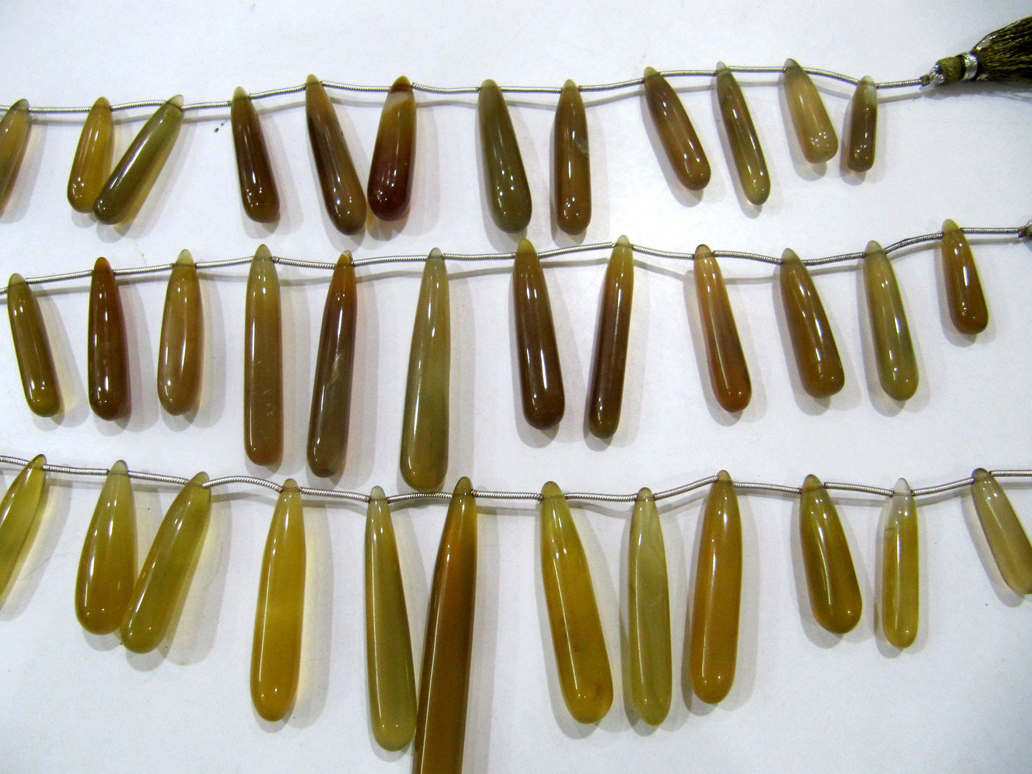 Natural Beer Quartz Chalcedony Plain smooth Teardrop 22 to 50mm Long Beads sold per strand 8 inches long