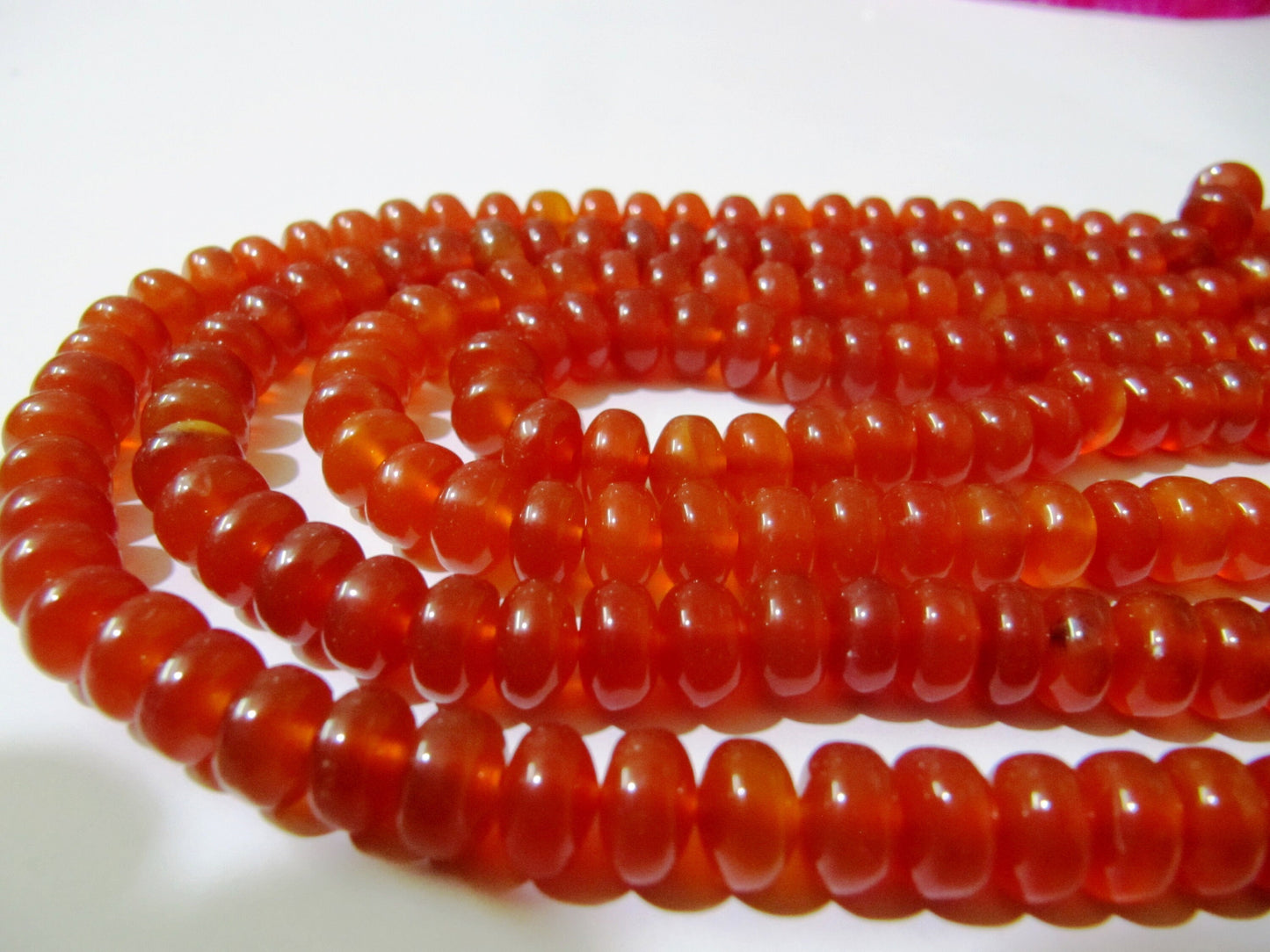 Natural Carnelian Rondelle Plain Smooth 8mm Gemstone Beads Sold Per Strand 8 inches Long Great Quality Beads