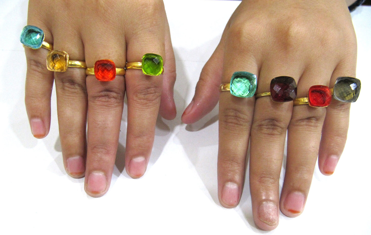 Gemstone Rings Cushion shape Gemstone Rings Gold plated Flexible Size Sold Per Piece Choose The Color