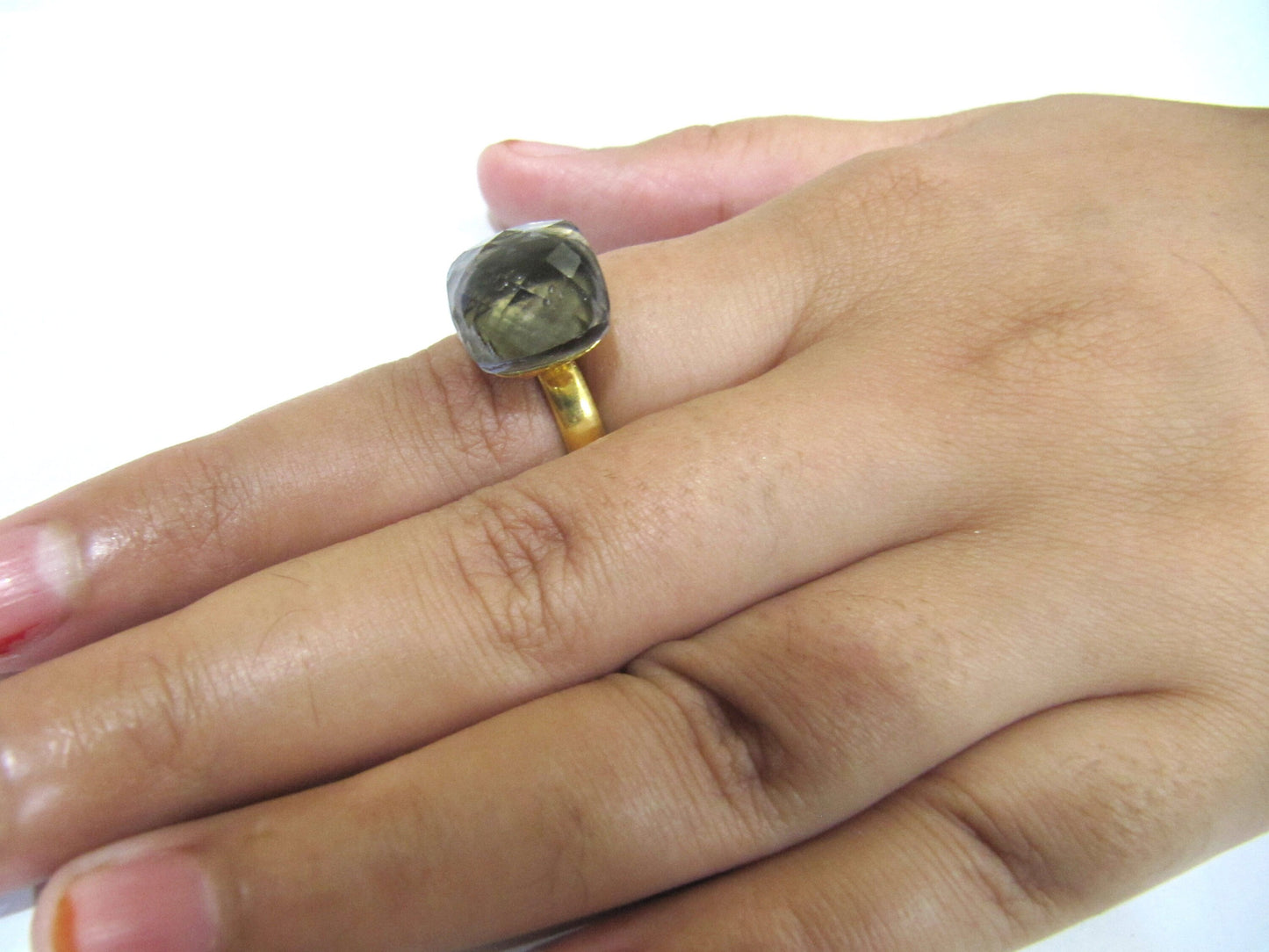 Gemstone Rings Cushion shape Gemstone Rings Gold plated Flexible Size Sold Per Piece Choose The Color