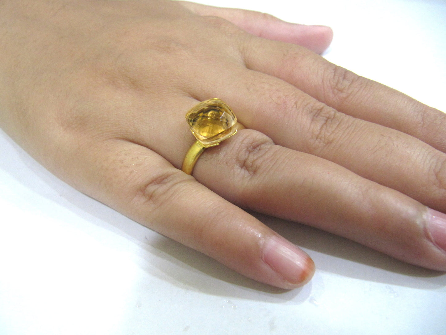 Gemstone Rings Cushion shape Gemstone Rings Gold plated Flexible Size Sold Per Piece Choose The Color