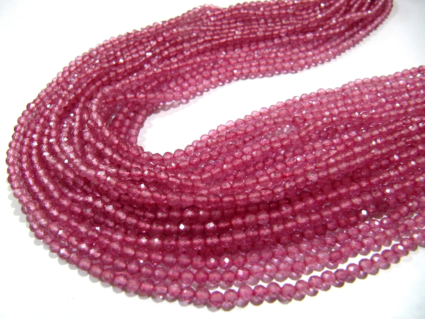 Natural Topaz Rondelle Faceted 2.5 to 4mm Beads Pink Color Gemstone Beads Sold Per strand 13 inches long Choose The Size