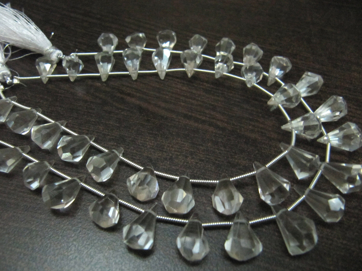 Natural Rock Crystal Quartz Briolette Faceted Teardrop 6x10mm to 9x15mm Beads Sold per Strand 8 inches long Top Quality Beads