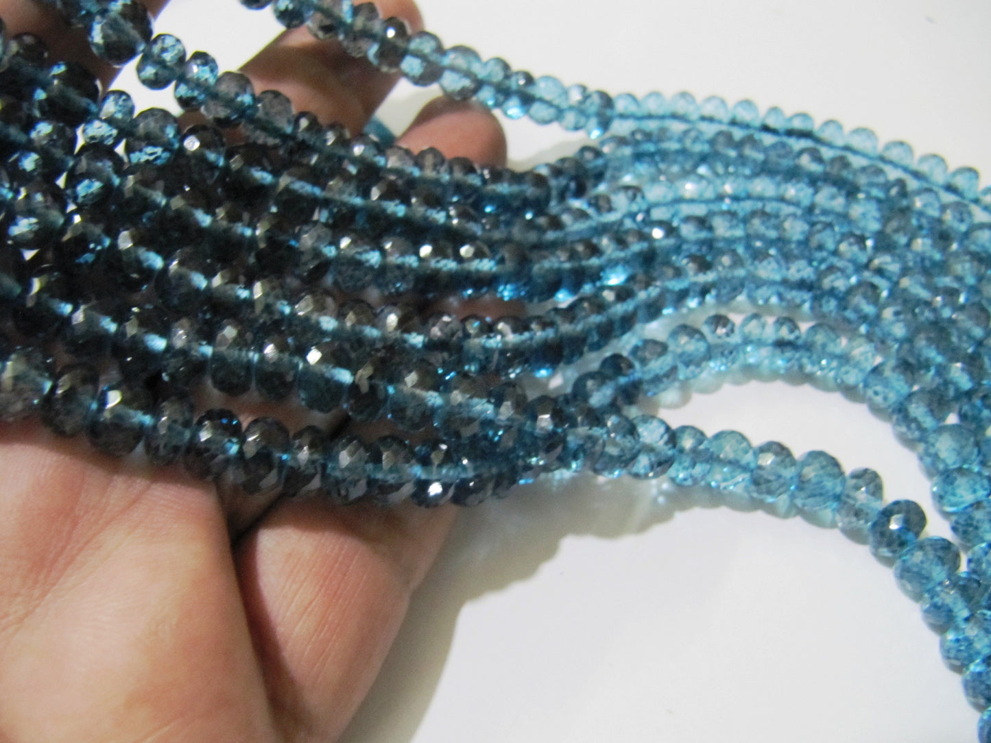 Topaz London Blue Color 8mm Rondelle Faceted Gemstone Beads Sold Per Strand 8 Inches Long Great Quality Beads