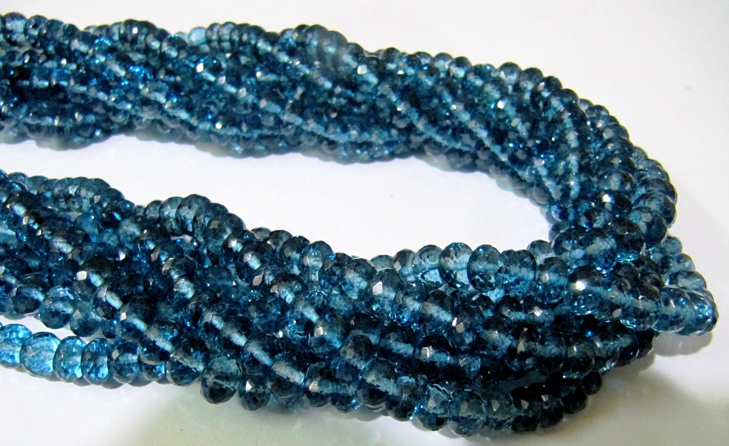 Topaz London Blue Color 8mm Rondelle Faceted Gemstone Beads Sold Per Strand 8 Inches Long Great Quality Beads