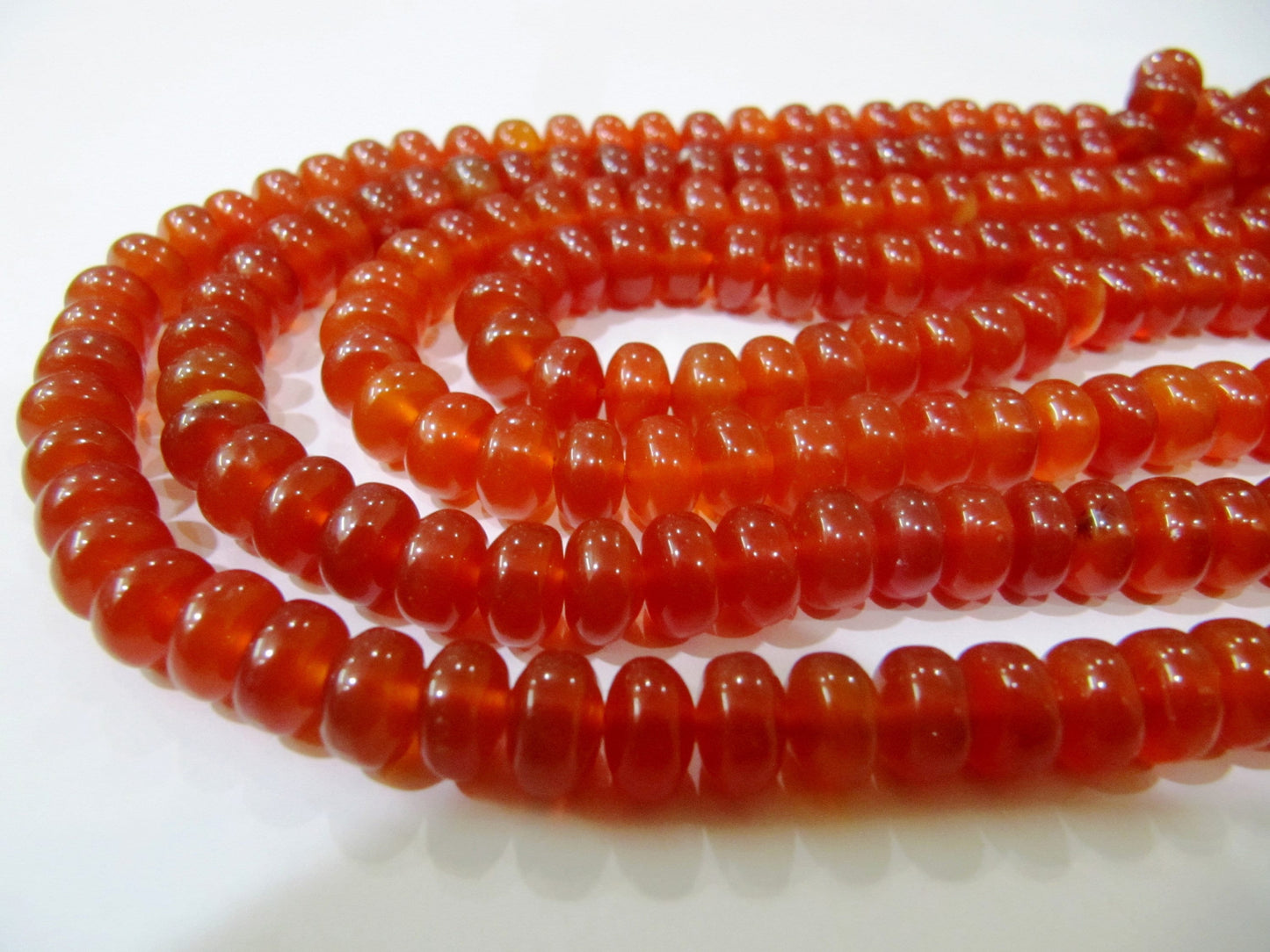 Natural Carnelian Rondelle Plain Smooth 8mm Gemstone Beads Sold Per Strand 8 inches Long Great Quality Beads
