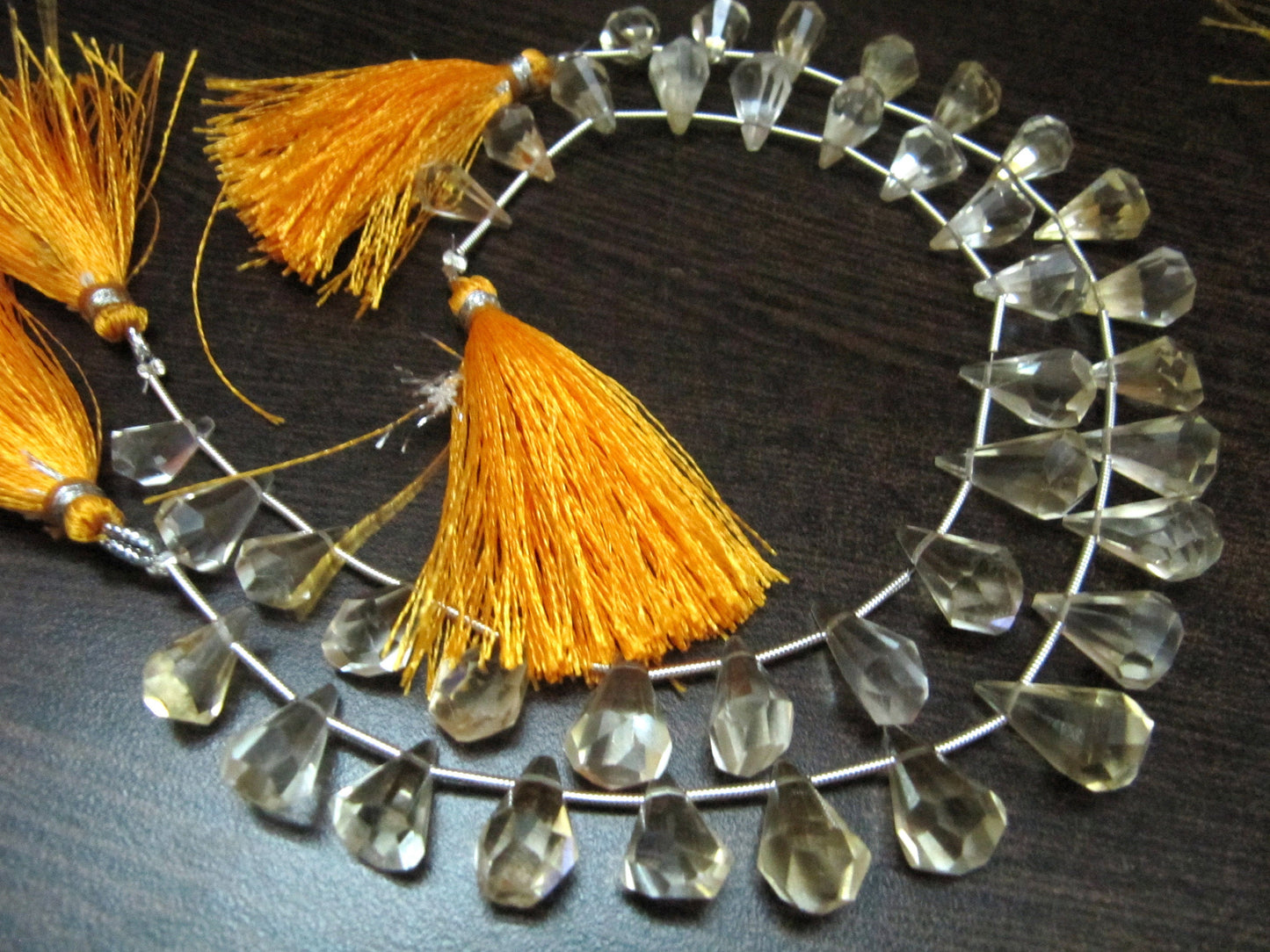 Natural Citrine Briolette Faceted Teardrop 6x10mm to 9x15mm Beads Sold per Strand 8 inches long Top Quality Beads