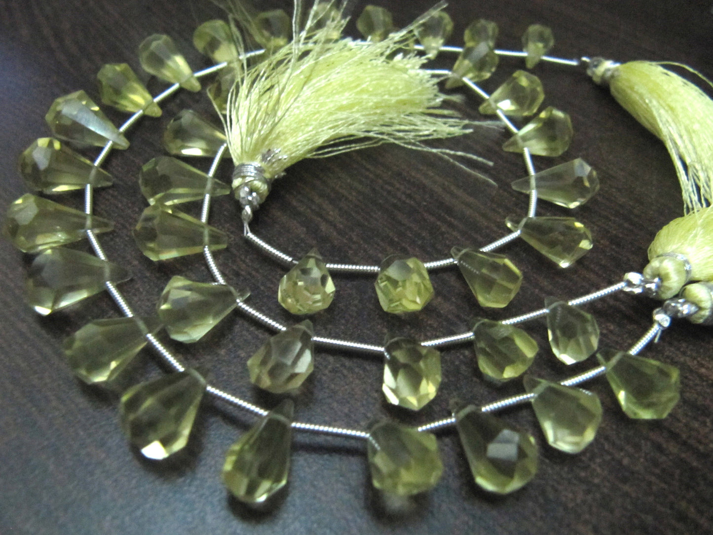 Natural Lemon Quartz Briolette Faceted Teardrop 6x10mm to 9x15mm Beads Sold per Strand 8 inches long Top Quality Beads