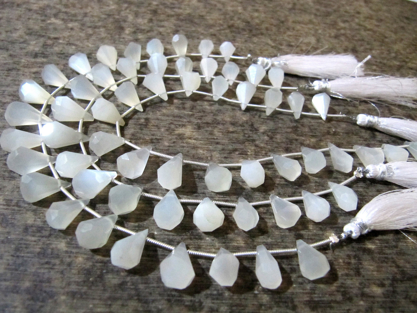 Natural White Moonstone Briolette Faceted Teardrop 6x10mm to 9x15mm Beads Sold per Strand 8 inches long Top Quality Beads
