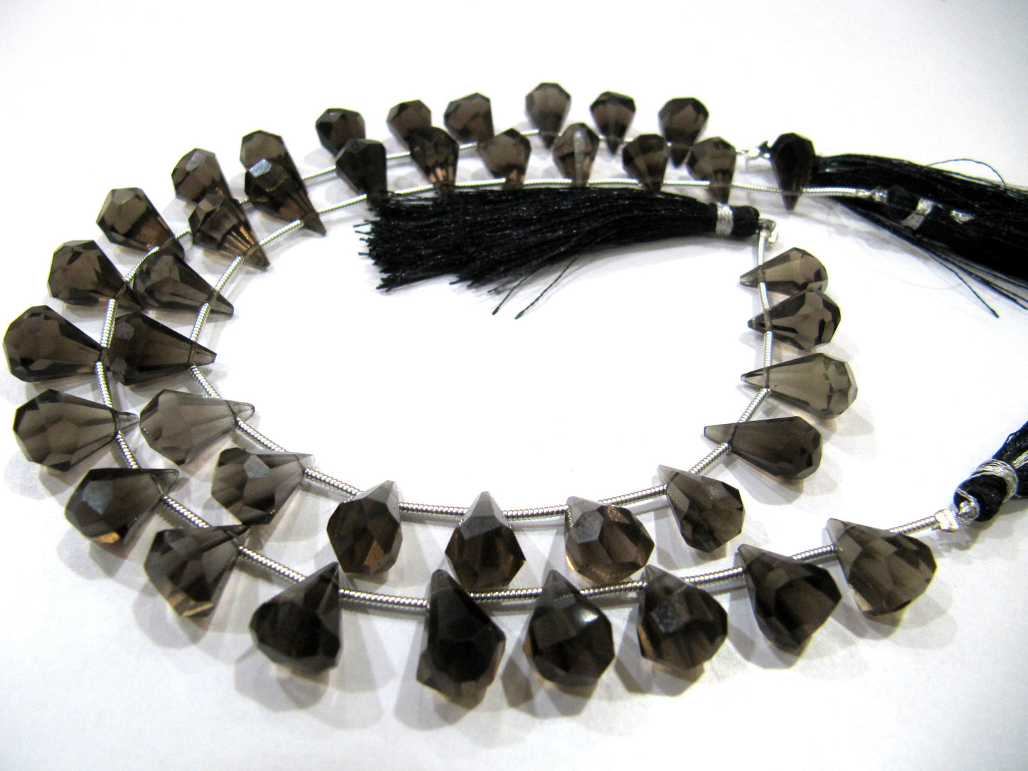 Natural Smoky Quartz Briolette Faceted Teardrop 6x10mm to 9x15mm Beads Sold per Strand 8 inches long Top Quality Beads