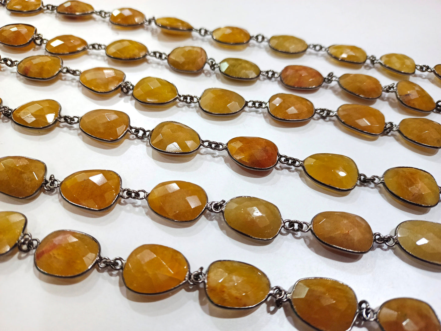 Natural Yellow Aquamarine Free Shape Briolette 12 to 16mm Bezel Connector Gemstone Chain Sold Per Foot Wholesale Price