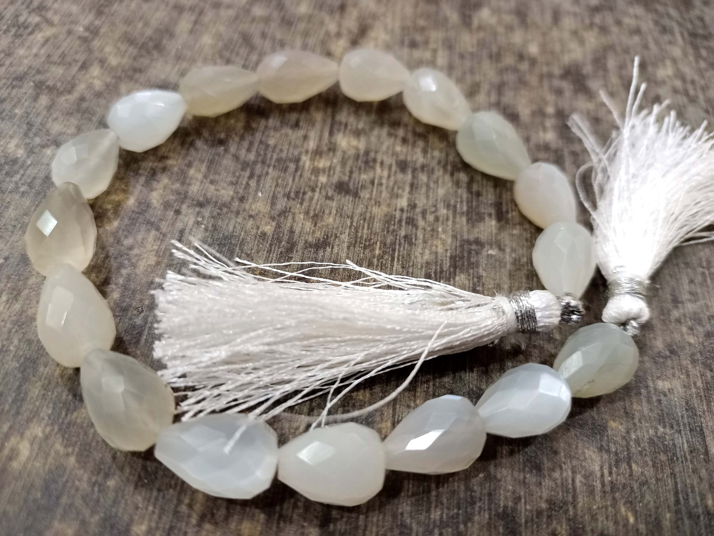 Natural White Rainbow Moonstone Tear Drop shape Briolette 8x12mm Beads Sold Per strand 8 Inches long Great quality Beads