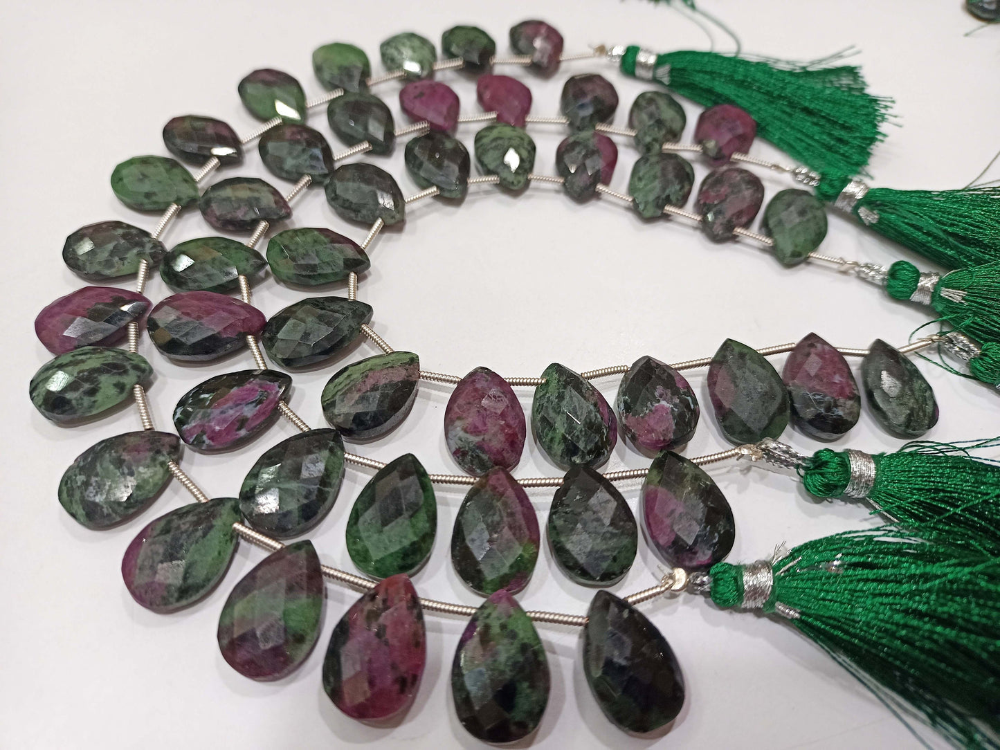 Natural Ruby Zoisite Pear shape Briolette 10x15mm Faceted Gemstone Beads Sold Per Strand 8 Inches long Great Quality Beads