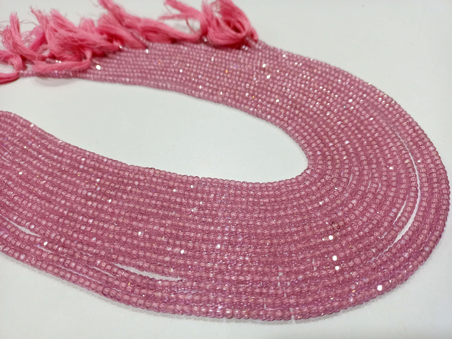 Natural Pink Cubic Zirconia CZ Rondelle Faceted Beads 3mm Strand 13 inch long Top Quality Wholesale prices Jewelry making gemstone beads