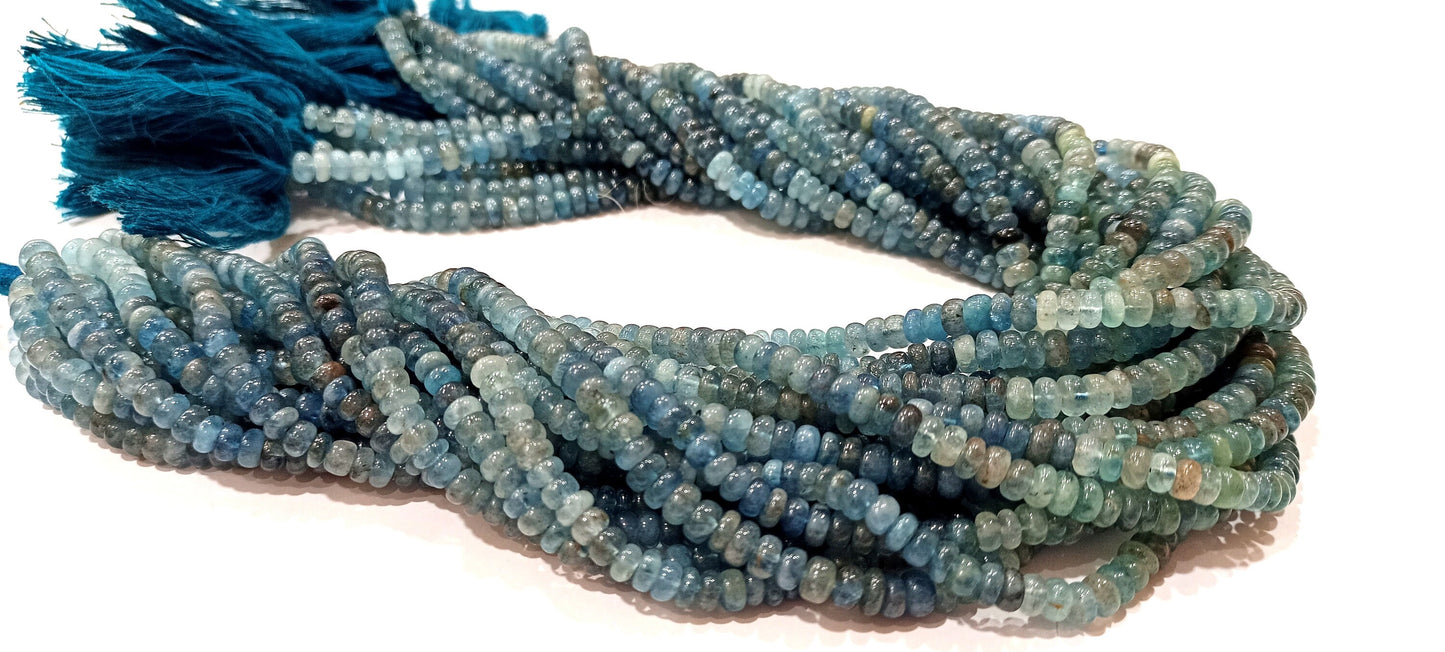 Natural Moss Aquamarine Rondelle Plain Smooth 4 to 6mm Beads Sold Per Strand 14 inches Long Choose the Size