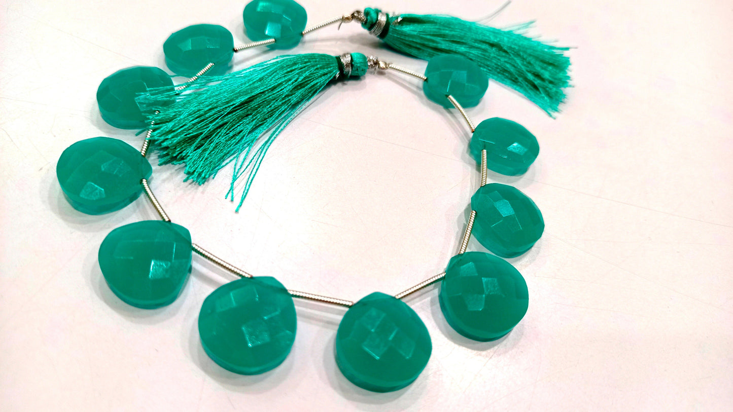 Amazonite Quartz Heart Shape Briolette 14-15mm Beads Sold Per Strand 8 inches long Great Quality Beads
