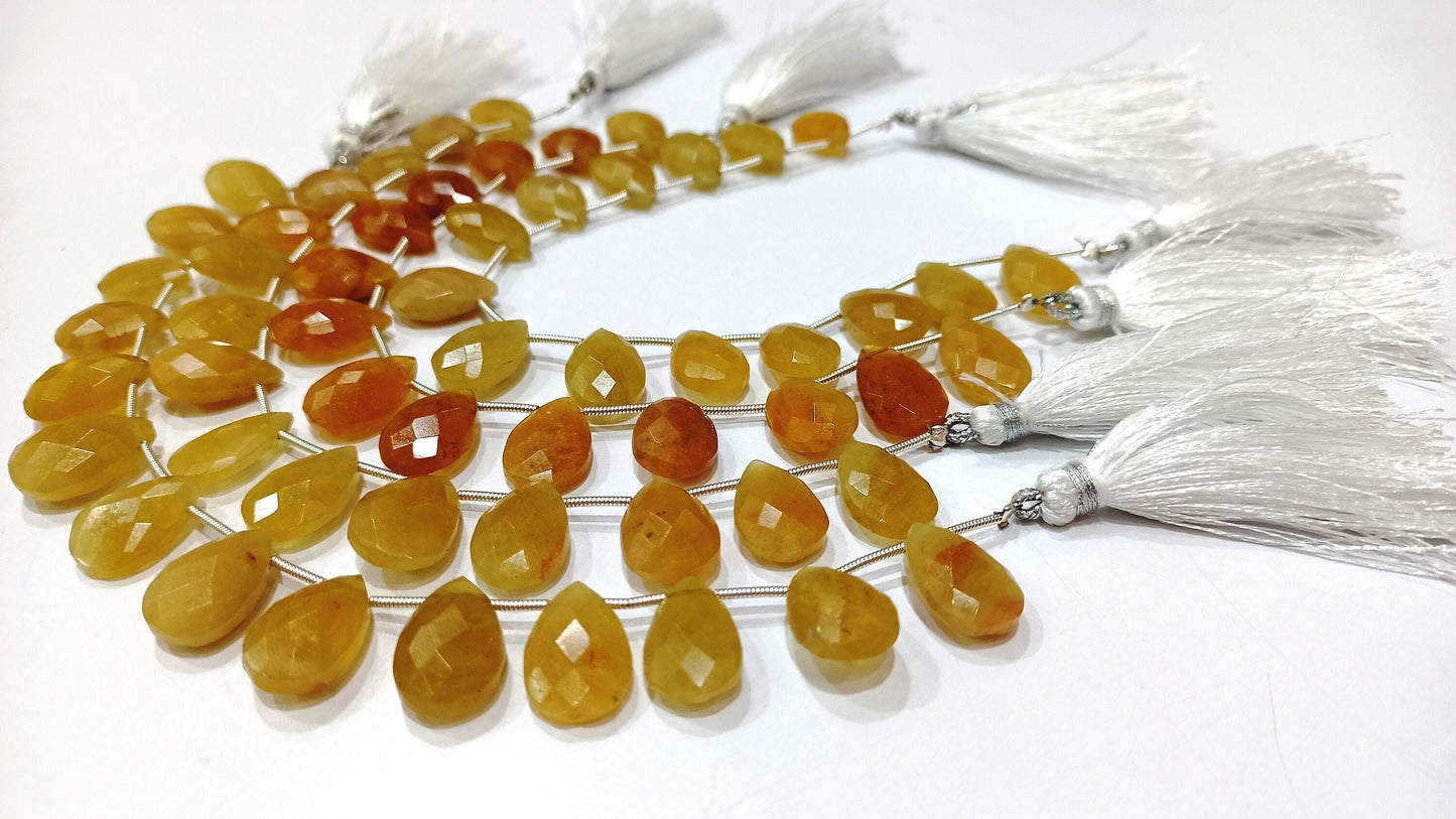 Natural Yellow Aquamarine Pear Shape 10x15mm Briolette Beads Sold per Strand 8 Inches long Best quality Beads