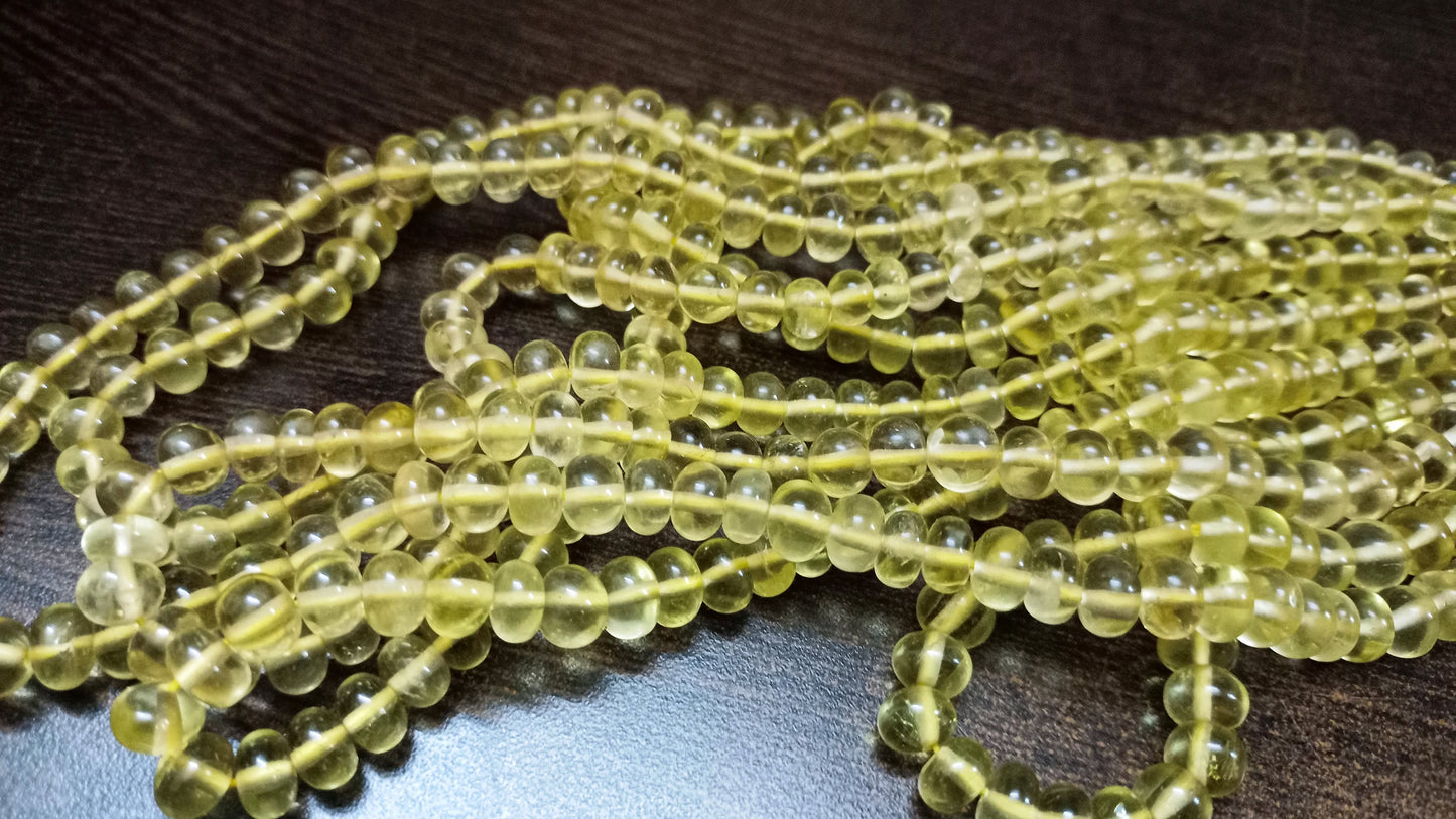 Natural Lemon Quartz Rondelle Plain Smooth 7 to 8mm Beads Sold per Strand 8 Inches Long Great Quality Beads