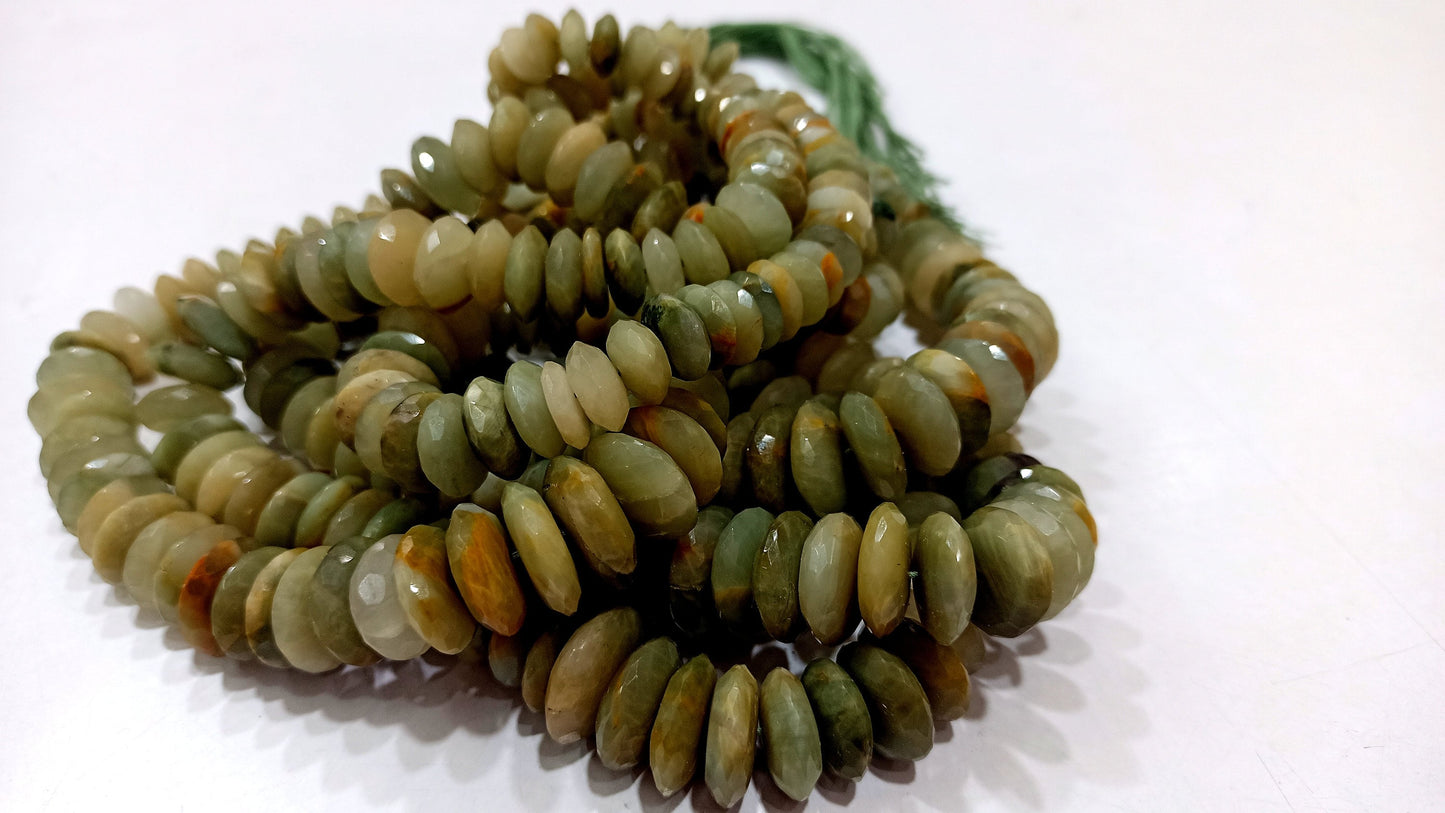 Natural Cat's Eye German cut Rondelle Faceted 9 to 14mm Gemstone Beads Sold Per Strand 8 Inches Long High Quality Gemstone Beads