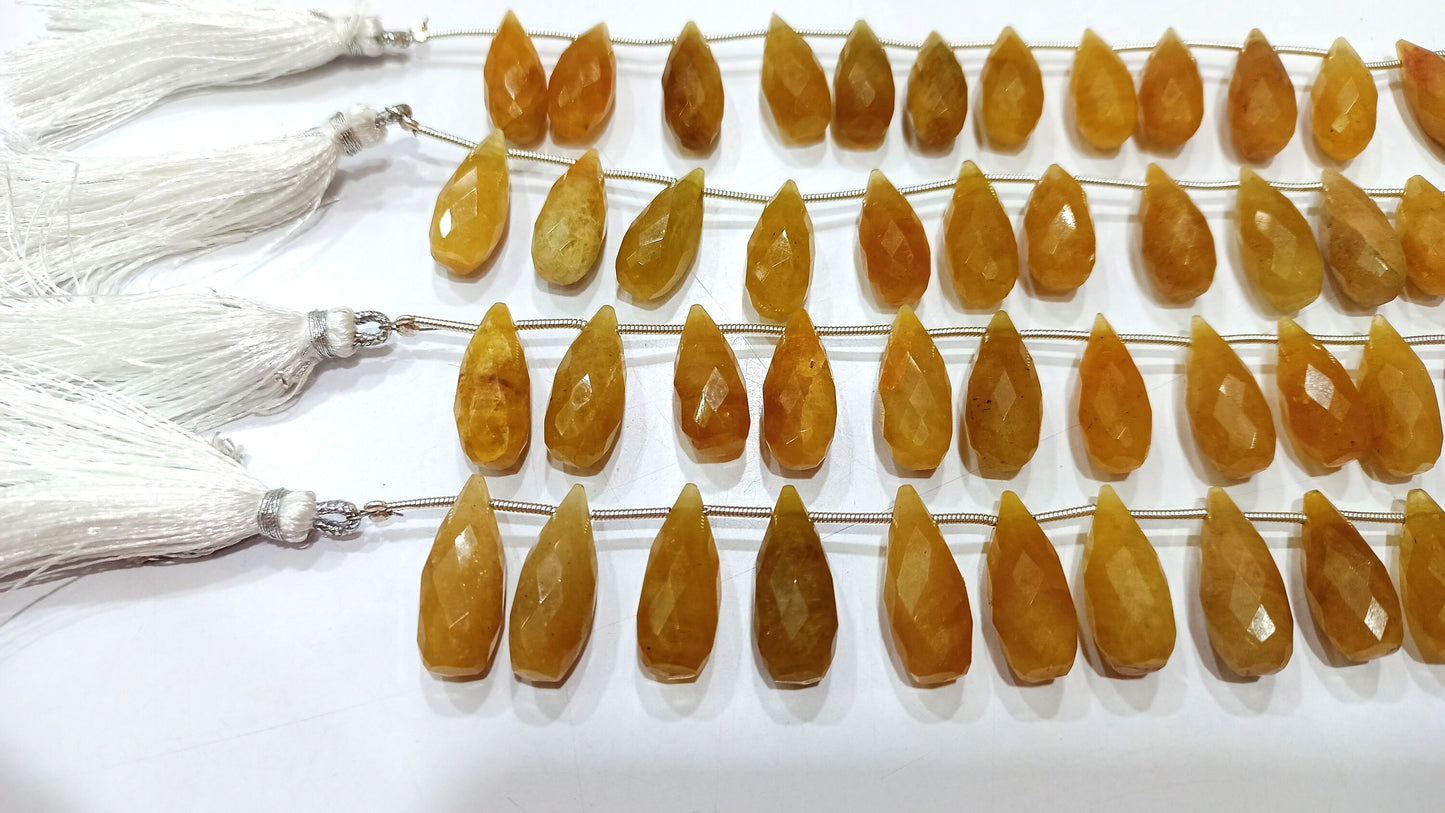 Natural Yellow Aquamarine Teardrop Shape 8x20mm Briolette Beads Sold per Strand 8 Inches long Best quality Beads